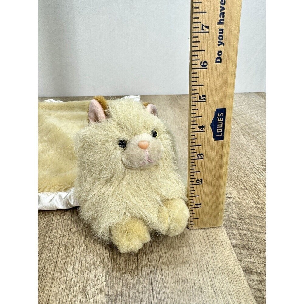 14" Lori Turner My Banky Lynn Kitty Cat Baby Lovey Plush Blanket Satin Trim Tan - Picture 6 of 12